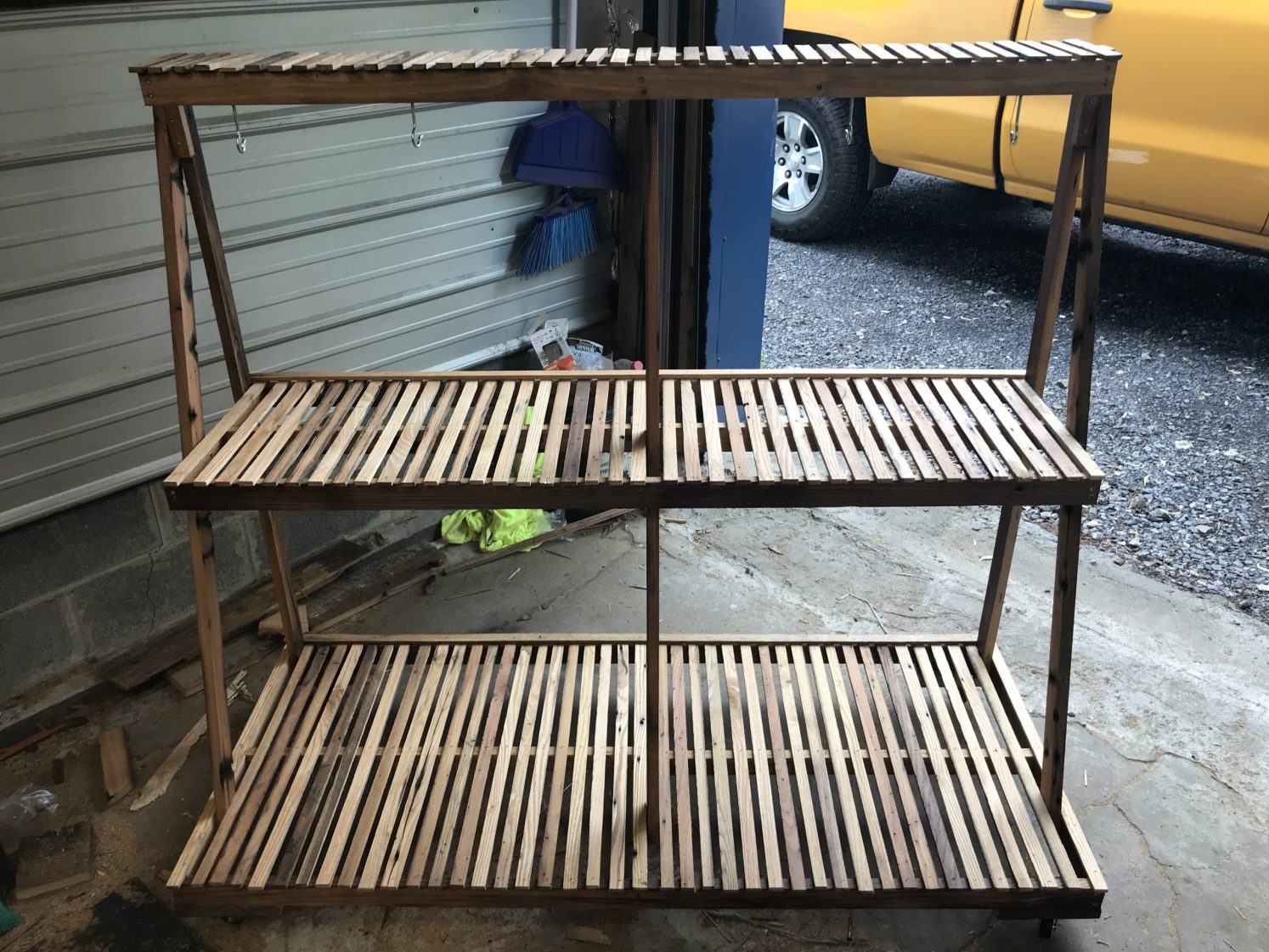 Rolling Plant Stand custom-made to size - Wormy Chestnut $450 -